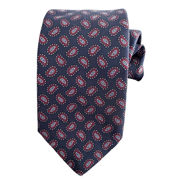 Brooks Brothers Markers Navy Silk NeckTie with Red Mini Print VGUC Office Classy - Picture 2 of 5